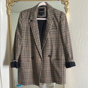 Madewell Plaid Blazer - Brown and Black
